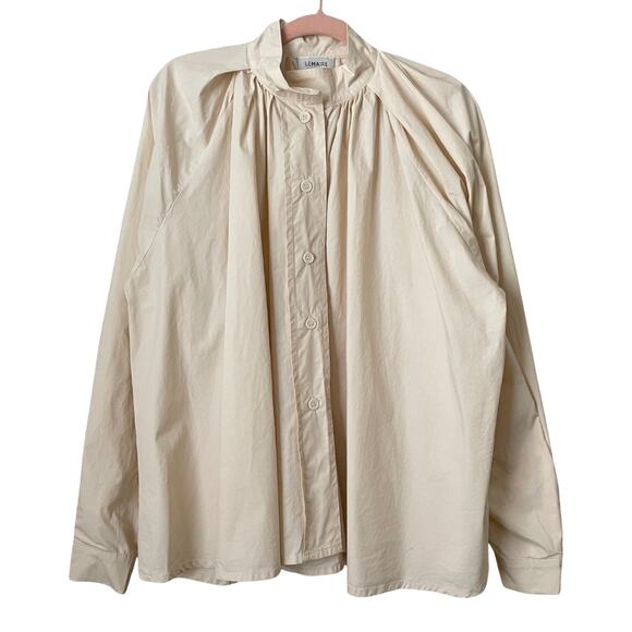 Lemaire Top Womens 38 US 8 Ecru Button Up Cotton Minimalist Quiet Luxury Blouse - Picture 1 of 13